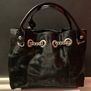 ROBERTA GANDOLFI Black Horsehair Leather Handbag